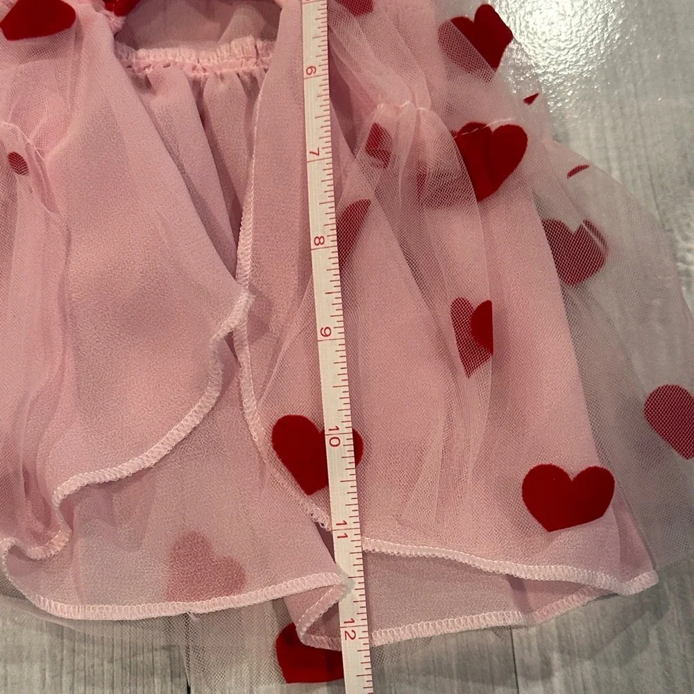 Pink Tulle Dog Dress with Red Hearts - Cute Pet Party Dress